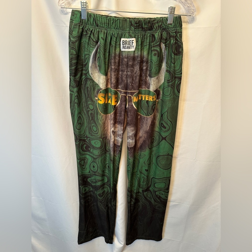 Brief Insanity Size Matters Med Lounge Pajama Pants Elastic Waist Soft Stretch